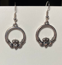 Load image into Gallery viewer, Silver plated TierraCast pewter Irish claddagh earrings (Large)
