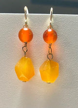 Load image into Gallery viewer, Carnelian and peach aventurine Roman reproduction gemstone earrings
