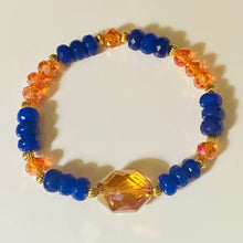 Load image into Gallery viewer, Auburn University sports fan blue and orange crystal bracelet
