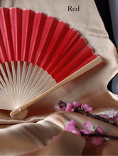 Load image into Gallery viewer, Hand Fan, silk &amp; bamboo (folding), solid color
