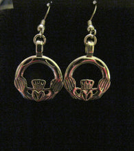 Load image into Gallery viewer, Irish claddagh earrings (shiny silver plated)
