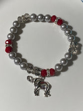 Load image into Gallery viewer, Alabama Crimson Tide sports fan “Tide Pride” glass pearl and crystal bracelet
