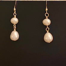 Load image into Gallery viewer, Freshwater pearl drop earrings in sterling silver or 14k gold-filled
