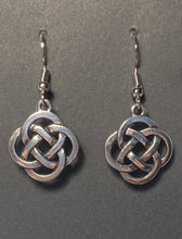 Load image into Gallery viewer, Silvertone round open Celtic knot earrings
