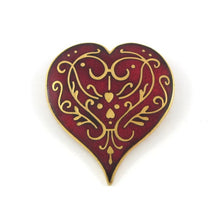 Load image into Gallery viewer, MMA Met Museum Renaissance reproduction niello enamel heart brooch / pendant
