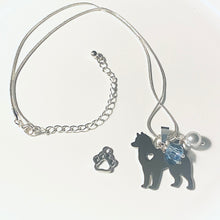 Load image into Gallery viewer, Helena Huskies school spirit dog lover pendant necklace in silvertone with choice of beads and smaller charms
